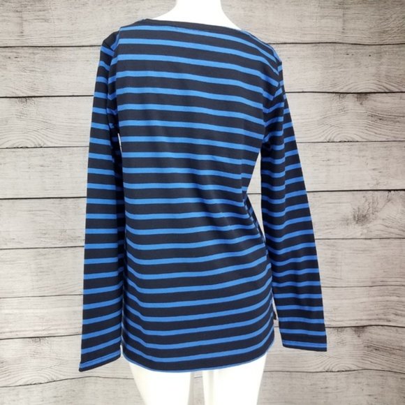 Ann Taylor Stripe Shoulder Zip Cotton Tee NWT $54 - Picture 5 of 6